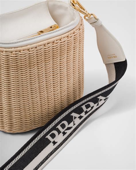 borse prada midollino|Borsa shopping in midollino e canvas Naturale/bianco .